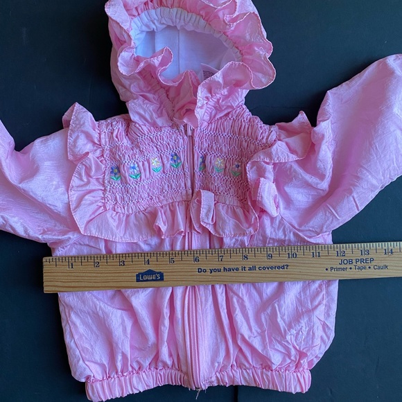 Vintage Baby Girl Jacket Hood Rose Pink Zip Size 12 Months - Picture 2 of 15